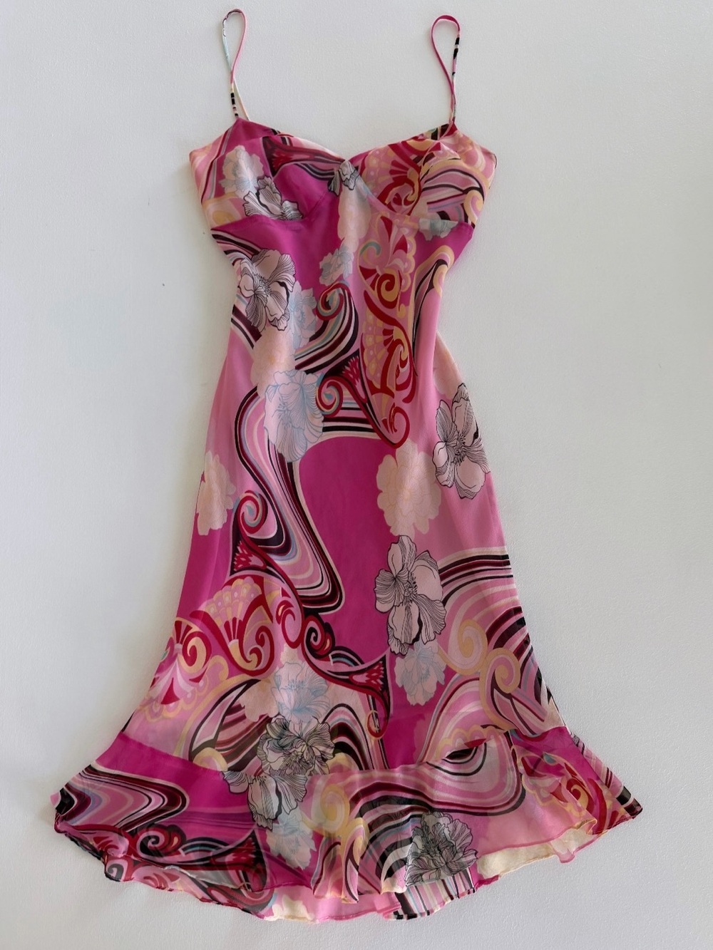 Vintage express 100% silk midi dress